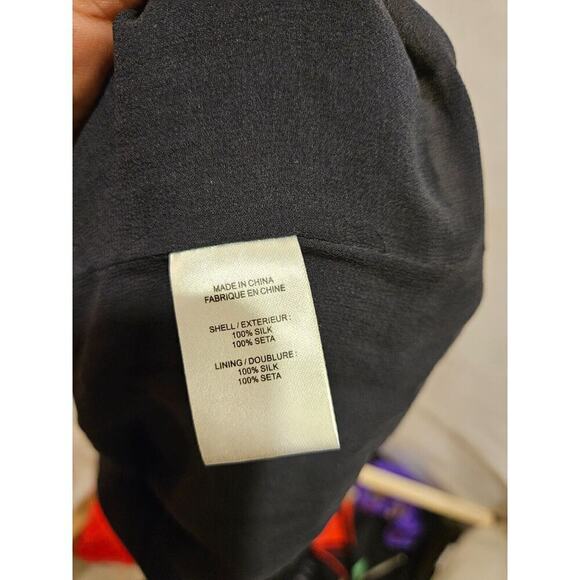 Theory Maryanka 100% Silk Black Matte Sequin Shift Dress Cap Sleeve Size 8 - Picture 2 of 8